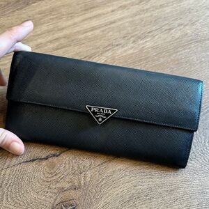 Prada saffiano black leather wallet-authentic EUC